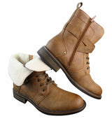 Mens Punk Rock Goth Emo Biker Ankle Boots Leather Buckle Fur Fleece Lined