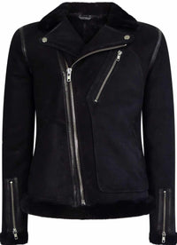 Men's Black Sheepskin Brando Biker Jacket