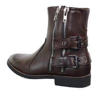 Mens Zip Biker Motorcycle Boots Punk Rock Ankle Belted Buckle Casual