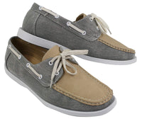 Mens Retro Denim Style Vintage Deck Boat Shoes Smart Casual Laced Navy Washed
