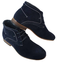 Mens Casual Suede Look Desert Ankle Boots Brown Black Navy Blue Leather Lined