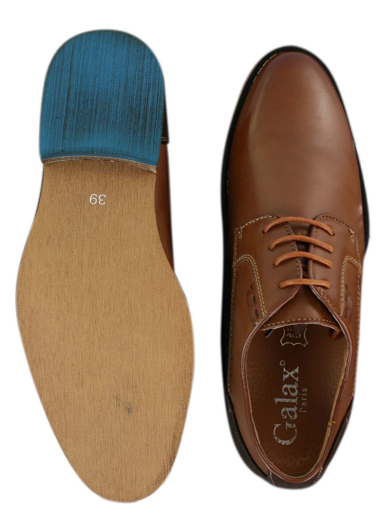 Galax GH3117 Mens Laced Smart Casual Formal Shoes Classic Tan Brown Black Leather Suede