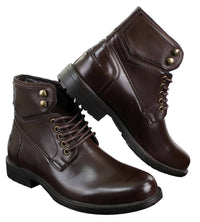 Mens Laced Military Army Casual Ankle Boots Leather Boots Black Brown