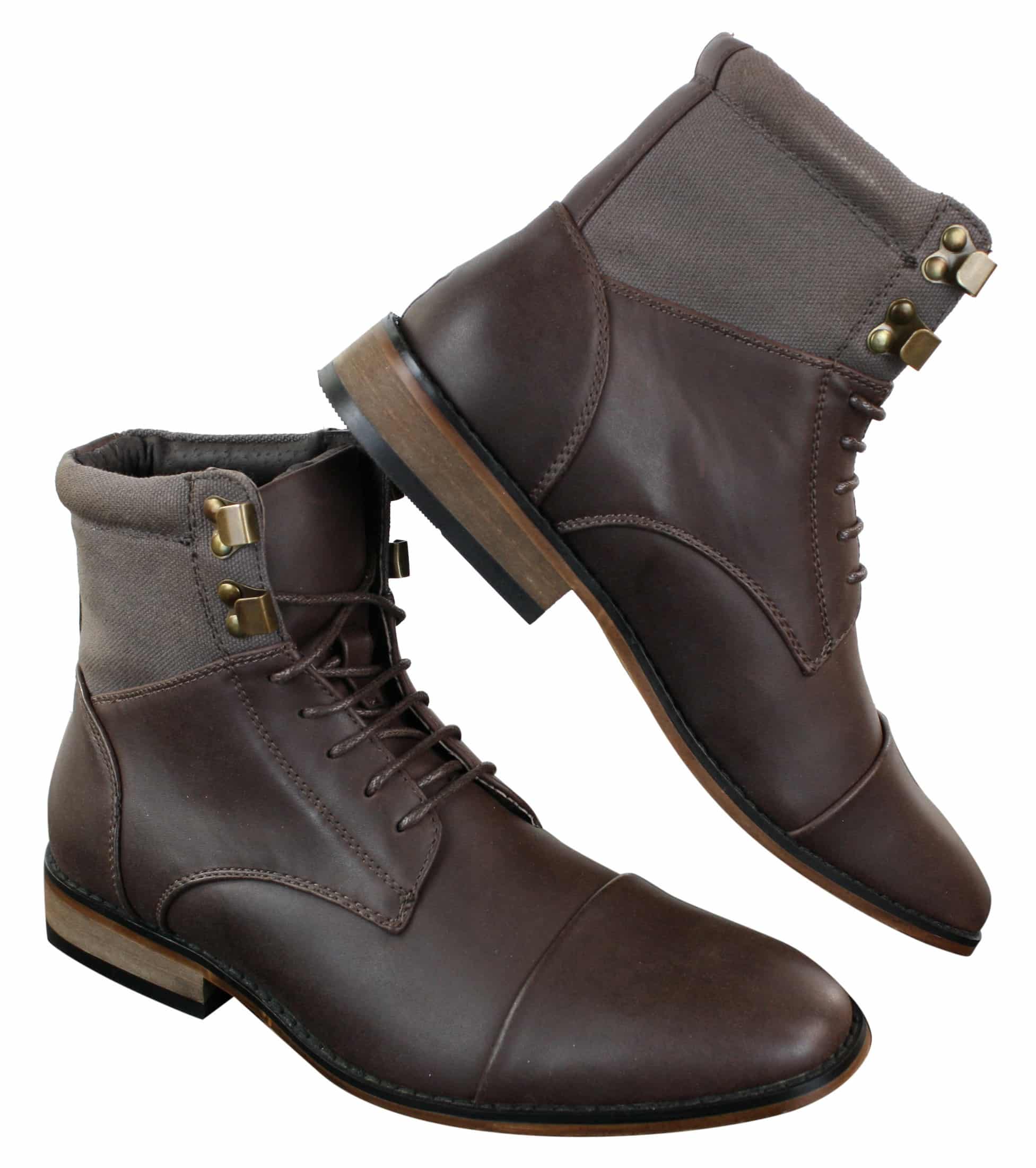 Galax GLX3517 Mens Slim Fit Vintage Retro Sherlock Laced Smart Casual Ankle Boots Leather