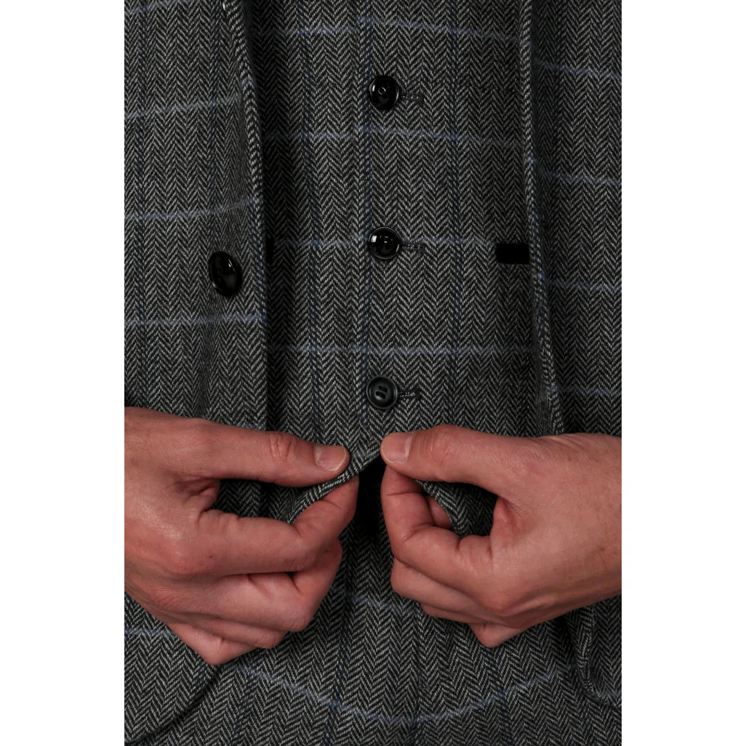 Harris Men's Grey 3-Piece Tweed Suit with Classic Vintage Charm