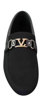 Fiorello HD0112-03 - Mens Iconic Black Navy Italian Design Slip On Smart Casual Loafers Mocassins Driving Shoes