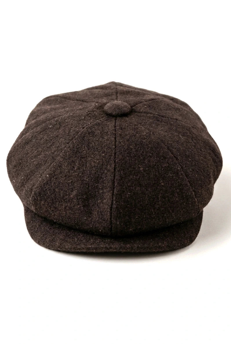 HT6363 - Мъжка винтидж туид шапка Newsboy Peaky Blinders - Кафява/Винена
