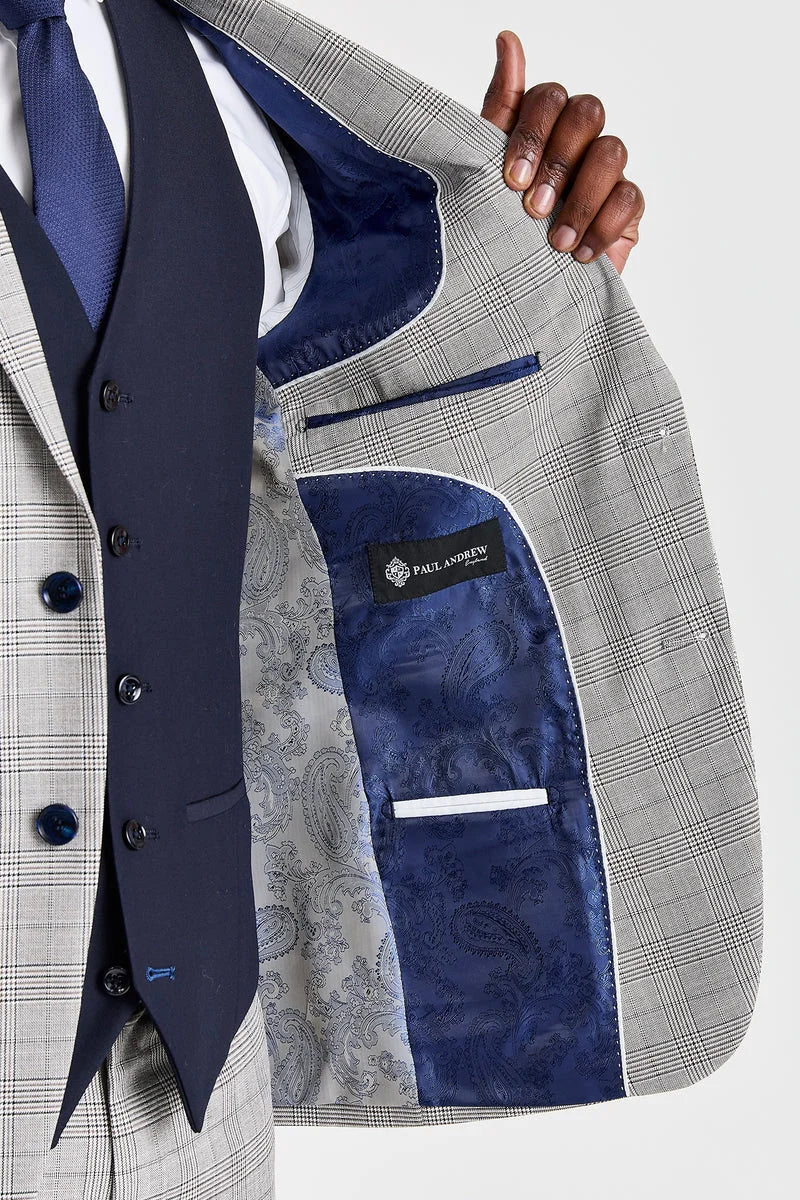 Сив костюм Hugo с контрастен тъмносиньо-син цвят на Parker Елек