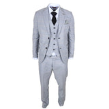 IM53 - Мъжки костюм от 3 части, сив кариран, с прилепнала кройка