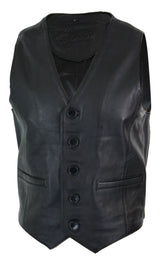 Infinity 153 Napa - Mens Real Leather Gilet Waistcoat Classic Vintage Retro Black