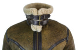 Infinity EK01 Mens Sherling Real Sheepskin Leather Viking Vintage RAF Jacket Brown Cream Fur