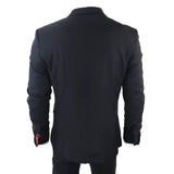 James Men's Classic Black 3-Piece Suit with Red Pocket Square