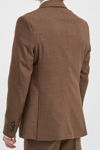 Мъжки костюм от 3 части James, обикновен кафяв, с класическа кройка