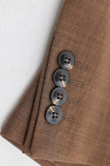 Мъжки костюм от 3 части James, обикновен кафяв, с класическа кройка