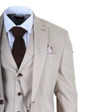 Джеймс - Мъжки костюм от 3 части, кремав, с прилепнала кройка