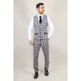 Knight - Men's Grey Blue Checked Waistcoat