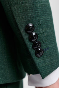 Лео - Мъжки зелен костюм от 3 части на каре, вталени