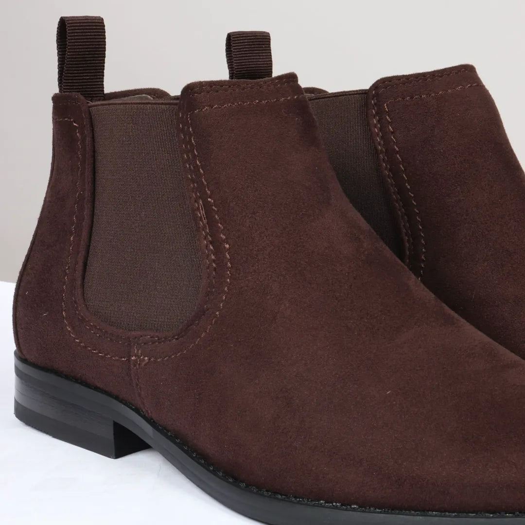 Men's Slip On Brown Suede Leather Lined Chelsea Boots