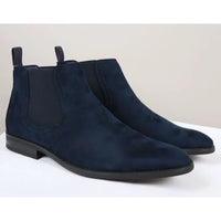 Men's Slip On Navy Suede Leather Lined Chelsea Boots