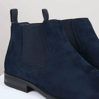 Men's Slip On Navy Suede Leather Lined Chelsea Boots