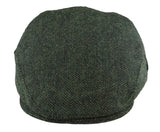 Men's Flat Cap Wool Herringbone Olive Tweed Classic 1920s Unisex Del Boy