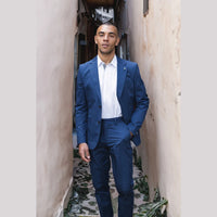 Mario - Men's 2 Piece Summer Suit Blue Office Wedding Classic Italian