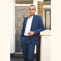 Mario - Men's 2 Piece Summer Suit Blue Office Wedding Classic Italian