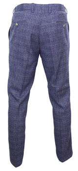 Matteo - Men's Blue Check Trousers