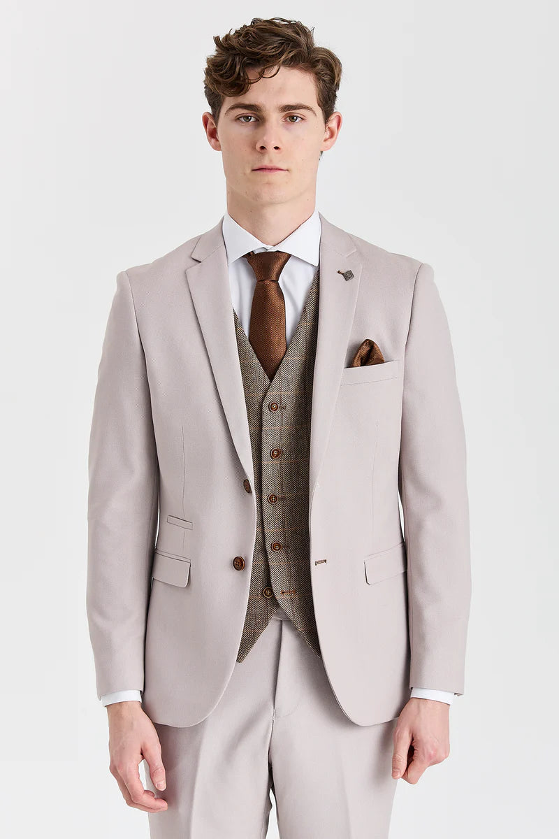 Костюм с текстуриран камък Mayfair и кафяв туид Harris Елек