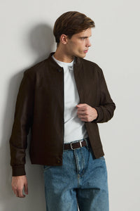 Мъжко кафяво минималистично елегантно бомбър яке