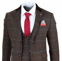 Men's Dark Brown Tweed Suit - Cavani Tommy