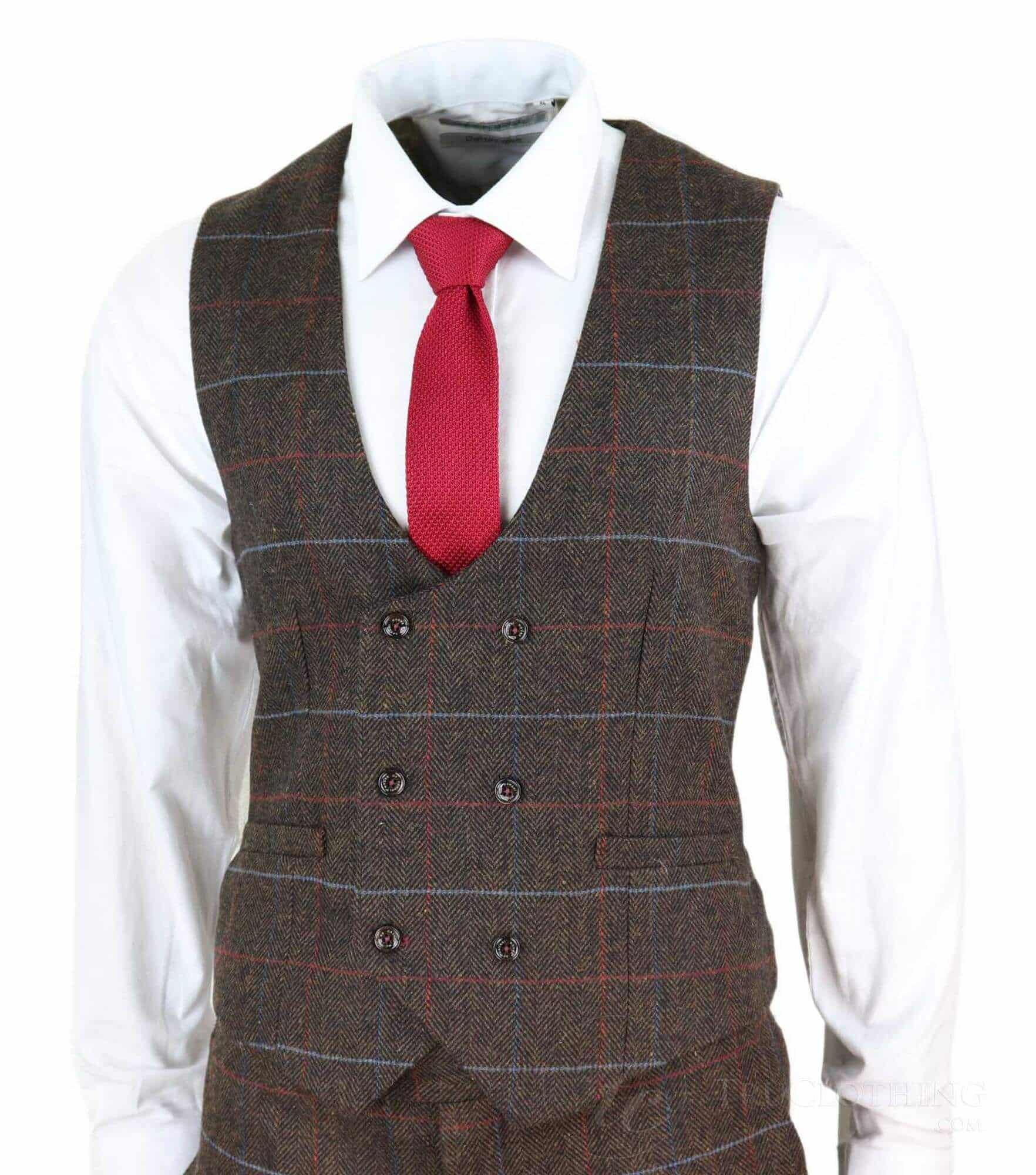 Men's Dark Brown Tweed Suit - Cavani Tommy