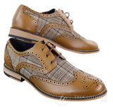 Men's Leather and Tweed Vintage Shoes - Cavani Oslo
