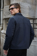 Мъжко тъмносиньо водоустойчиво яке Harrington с яка
