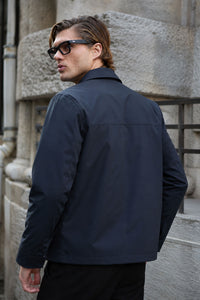 Мъжко тъмносиньо водоустойчиво яке Harrington с яка