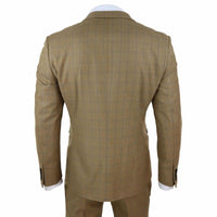 Mens 3 Piece Tan-Brown Suit with Double Breasted Waistcoat - Paul Andrew Ford