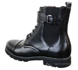 Mens Black Military Army Navy Ankle Boots Casual Zip Laced Belted Buckle