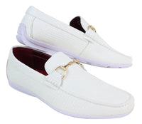 Mens Black Weave PU Leather Loafers