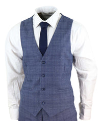 Mens 3 Piece Suit Classic Tweed Check Vintage Retro Peaky Blinders Tailored Fit