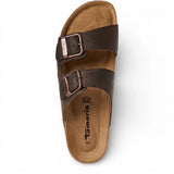 Мъжки кафяви кожени сандали с чехли и стелка