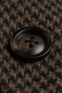 Мъжко кафяво туидово палто с хаундстут принт