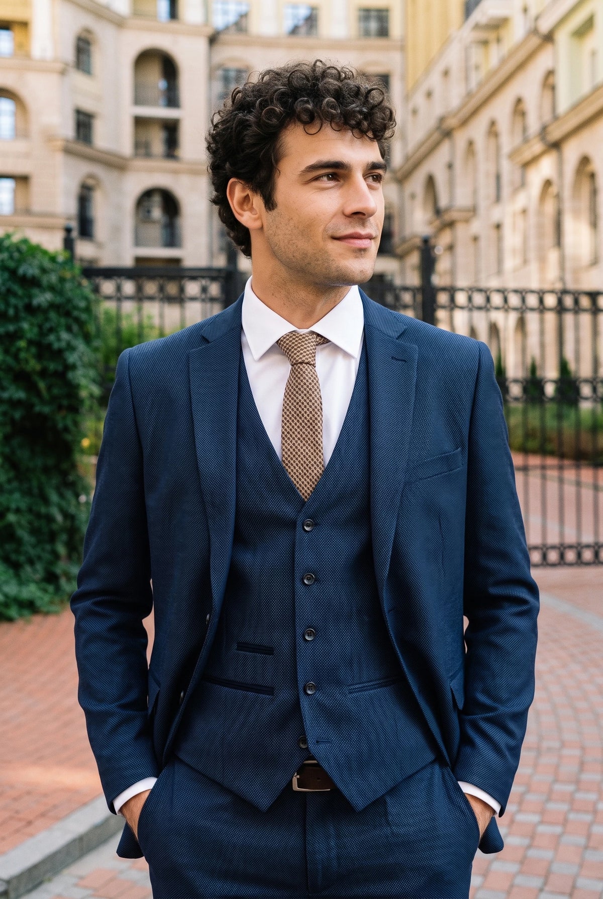 Мъжка кафява вратовръзка от вълнен туид