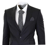 Mens Classic Plain Black Formal 2-Piece Suit