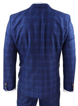 Mens Dark Blue Check Suit