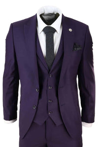 Mens Deep Purple 3 Piece Suit