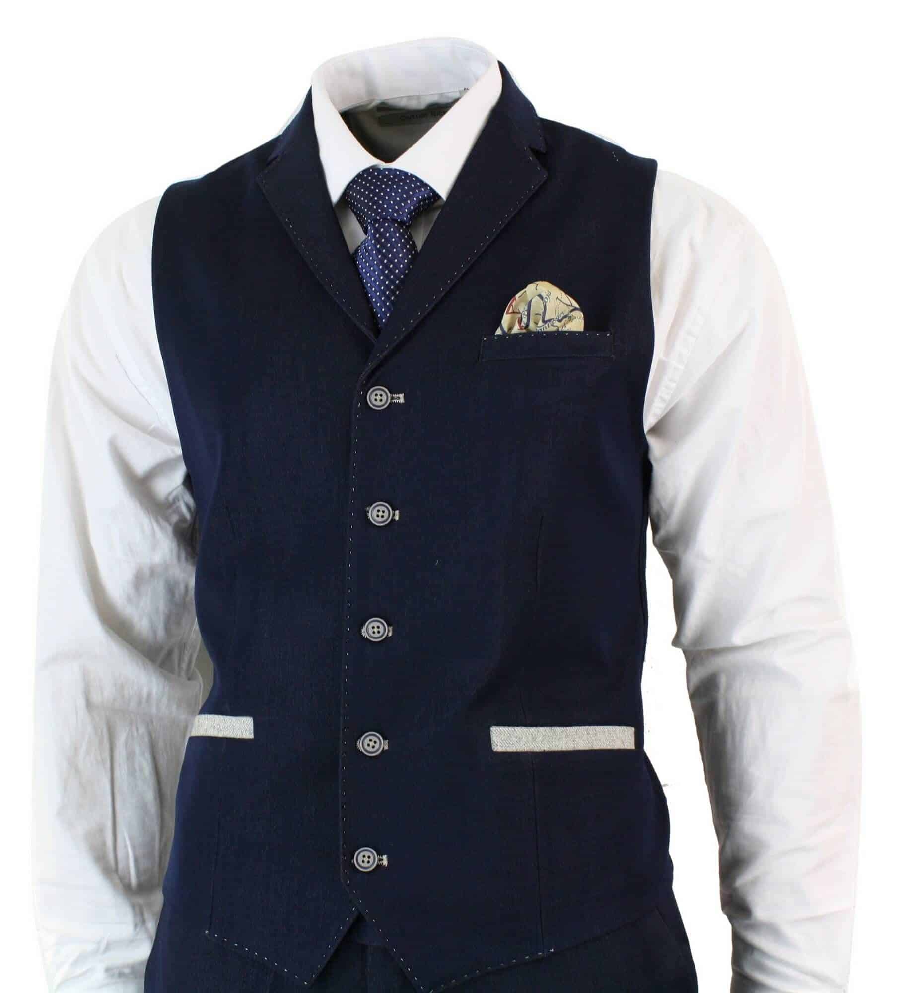 Mens Denim-Blue 3 Piece Suit