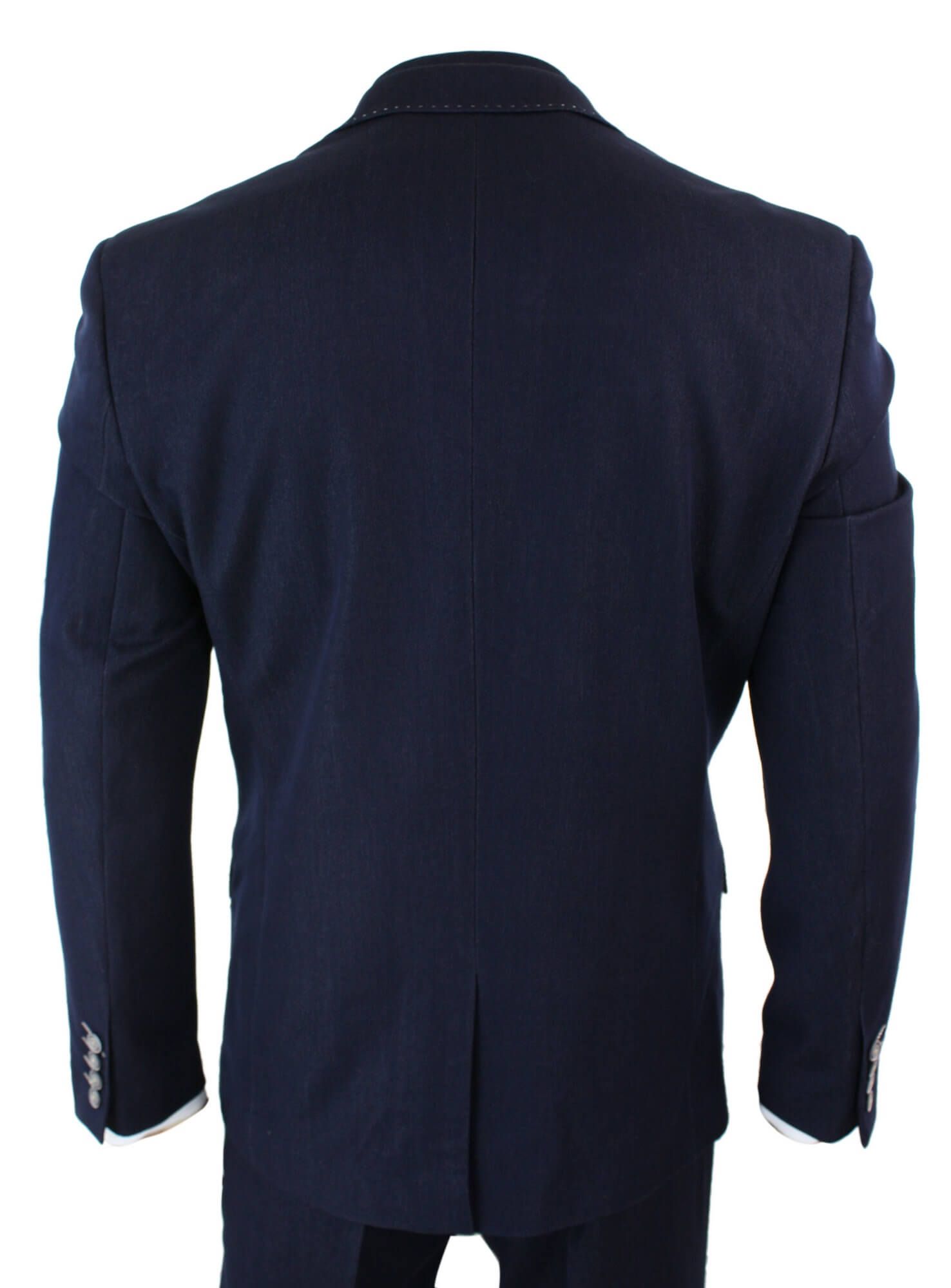 Mens Denim-Blue 3 Piece Suit