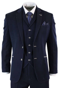 Mens Denim-Blue 3 Piece Suit