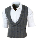 Mens Double Breasted Tweed Waistcoat