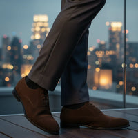 Мъжки оксфордски обувки с връзки от изкуствен велур